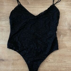 All Saints Black Lace Detail Bodysuit